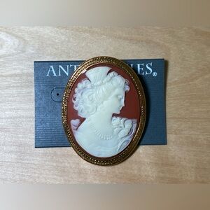 Antiquities Couture Lady Of Light Carnelian Cameo Pin